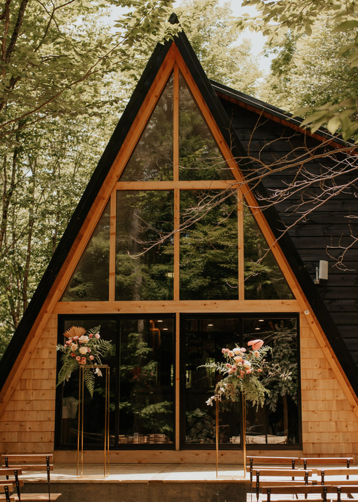 An A frame Airbnb wedding venue in Upstate New York.